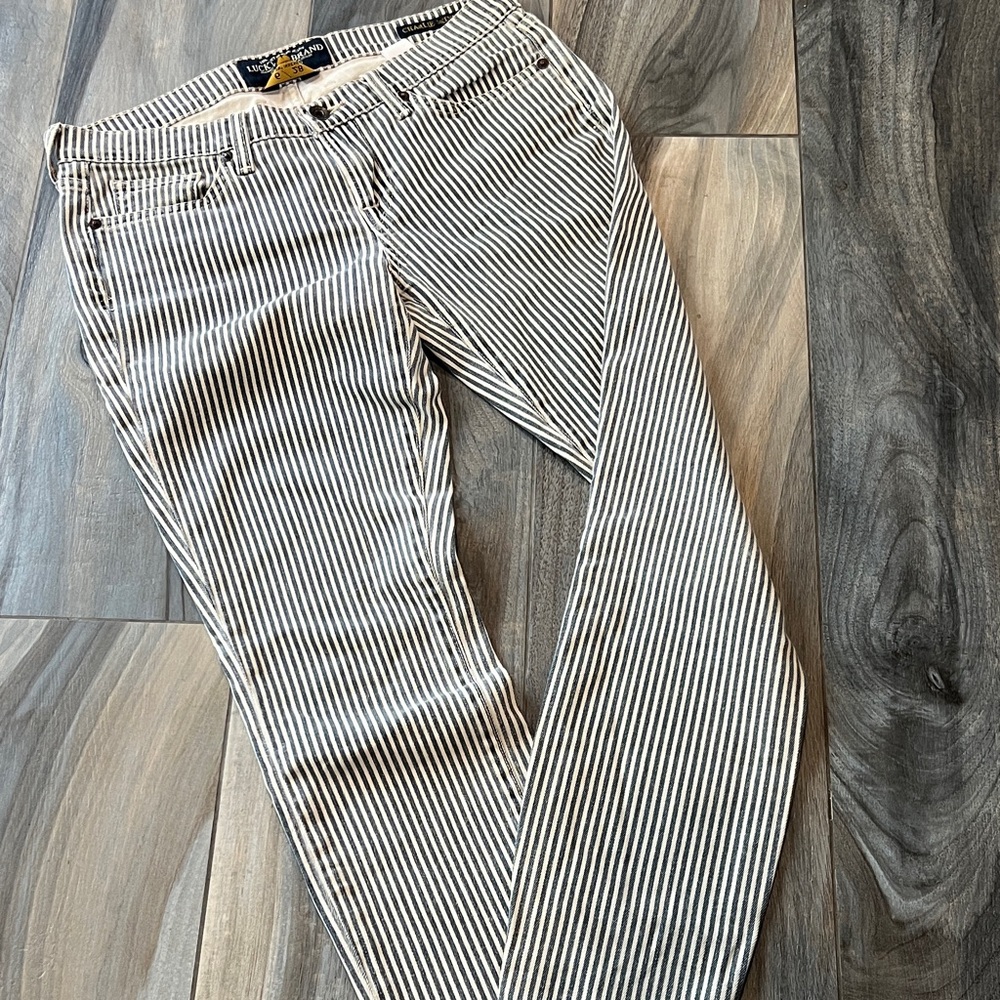 Lucky brand Charlie skinny navy striped low rise jeans